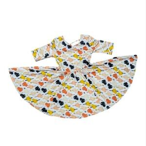 Dot Dot Smile heart orange brown autumn swirl dress toddler girls size 3 4